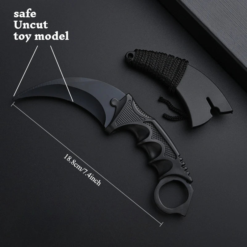 24styles Skin Karambit Precision Die Casting Stainless Steel Model Safety Outdoor Coaplay Claw Knives Collectible Game Toys Boys