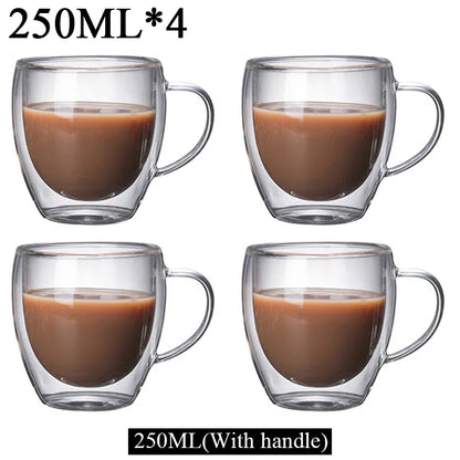 2-18PCS Double Wall High Borosilicate Glass Mug Heat Resistant Tea Milk Juice Coffee Water Cup Bar Drinkware Gift Creativity Set