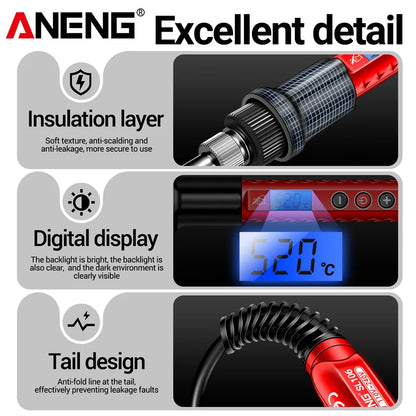 ANENG 60W Professional Electric Soldering Iron Adjustable Temperature SL106 EU/220V US/110V Welding Repair + M113 Multimeter Too