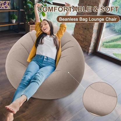 1 Inflatable Lazy Sofa, Outdoor Chair, Oval Inflatable Sofa, Camping Folding Leisure Recliner, Full Backrest Armrest Single Nap Sofa
