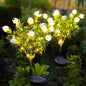 1pc Solar gardenia lamp, outdoor solar garden lamp, with warm white artificial flower lamp suitable for garden lawn decoration