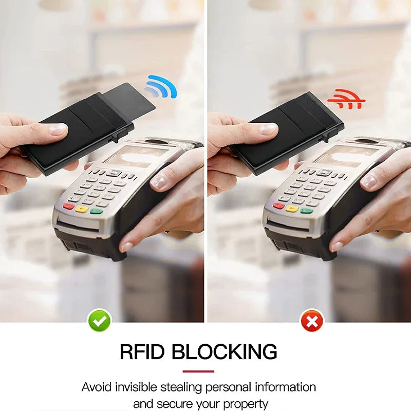 Rfid Etui Na Karty Kredytowe Mężczyźni Cienkie Smukłe Minimalistyczne Portfele Luksusowe Metalowe Etui Na Karty Bankowe Dla Mężczyzn Carteras