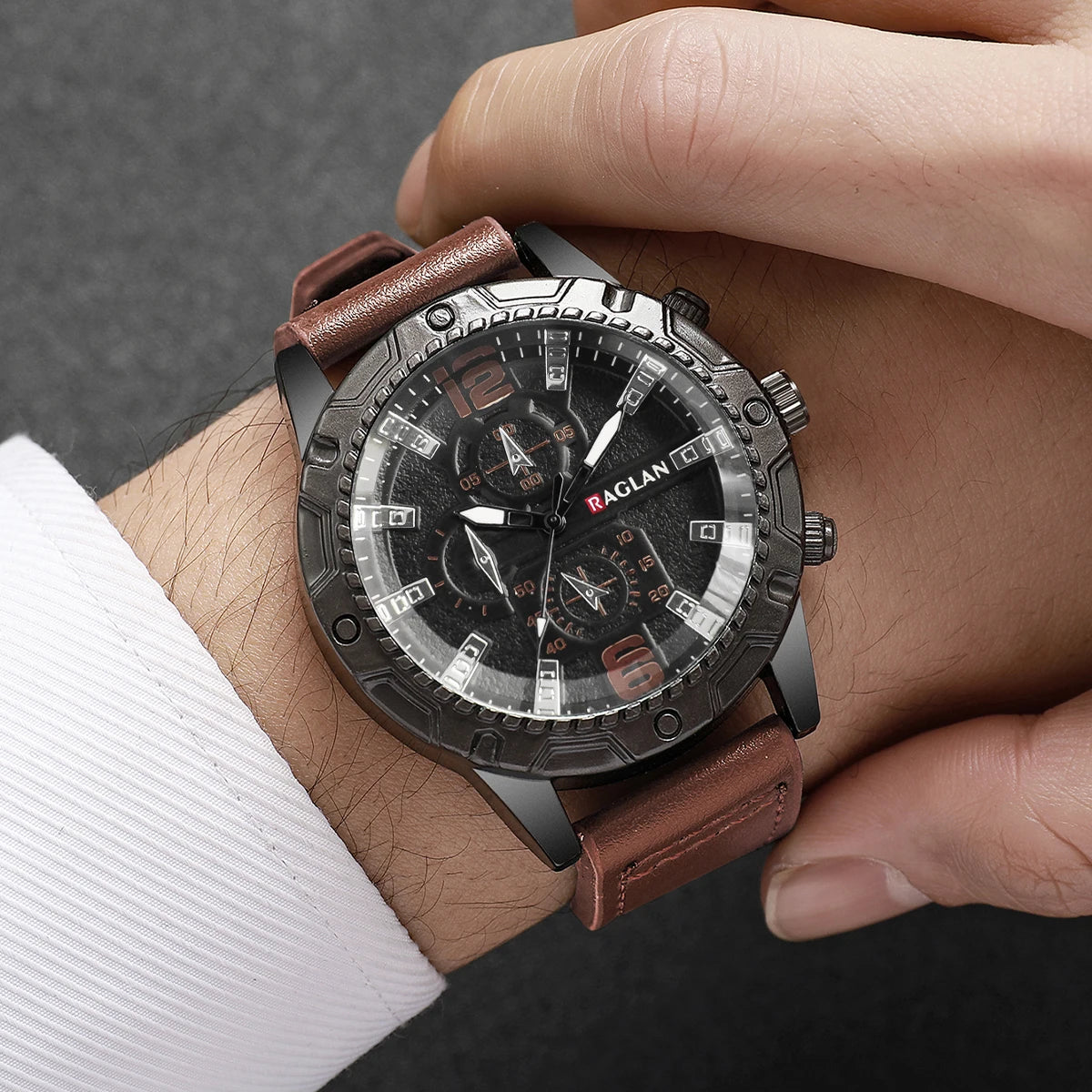 1/5PCS Men Fashion Sports Leather Strap Wristwatch Business Arabic Numeral Dial Quartz Watches Reloj Mujer（Without Box）