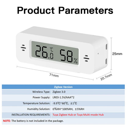 Tuya Zigbee 3.0 Temperature Humidity Sensor Mini Thermometer APP Remote Control WorkWith Yandex ZHA Zigbee2MQTT SmartLife Alexa