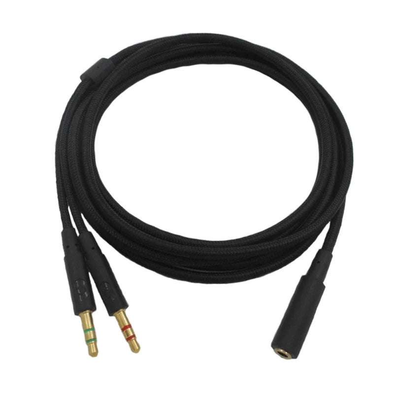 3.5mm Universal 2 in 1 Gaming Headset Audio Extend Cable For Kingston HyperX Cloud II/Alpha-/Cloud Flight/Core Headphone