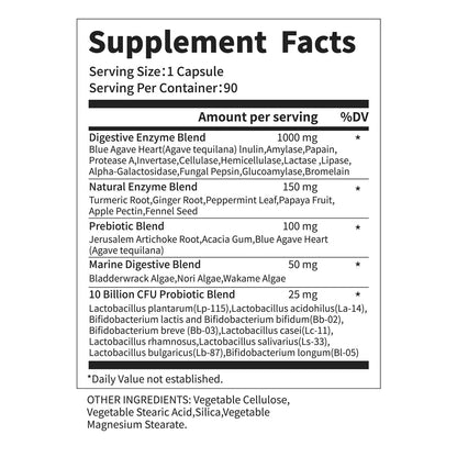 Digestive Enzymes Supplement - Digestion and Intestinal Health for Adults Men and Women, Promotes Nutrient Absorption