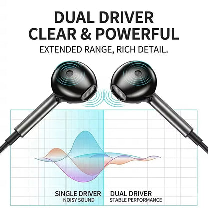 USB Type C Wired Headphones 9D HiFi Stereo Headset 3.5mm Music Earphones With Mic Volume Control For Samsung iPhone 17 16 Xiaomi