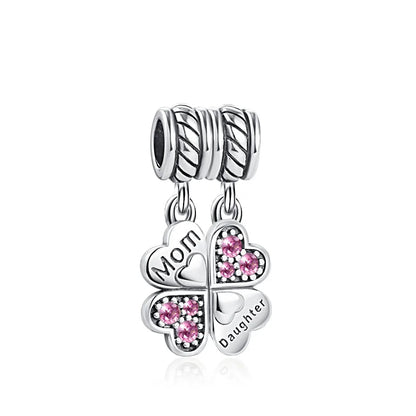 2025 Hot selling 925 Silver Pink Bird Moon Pendant Suitable for European Bracelets DIY Accessories Women's Charm Jewelry Gifts