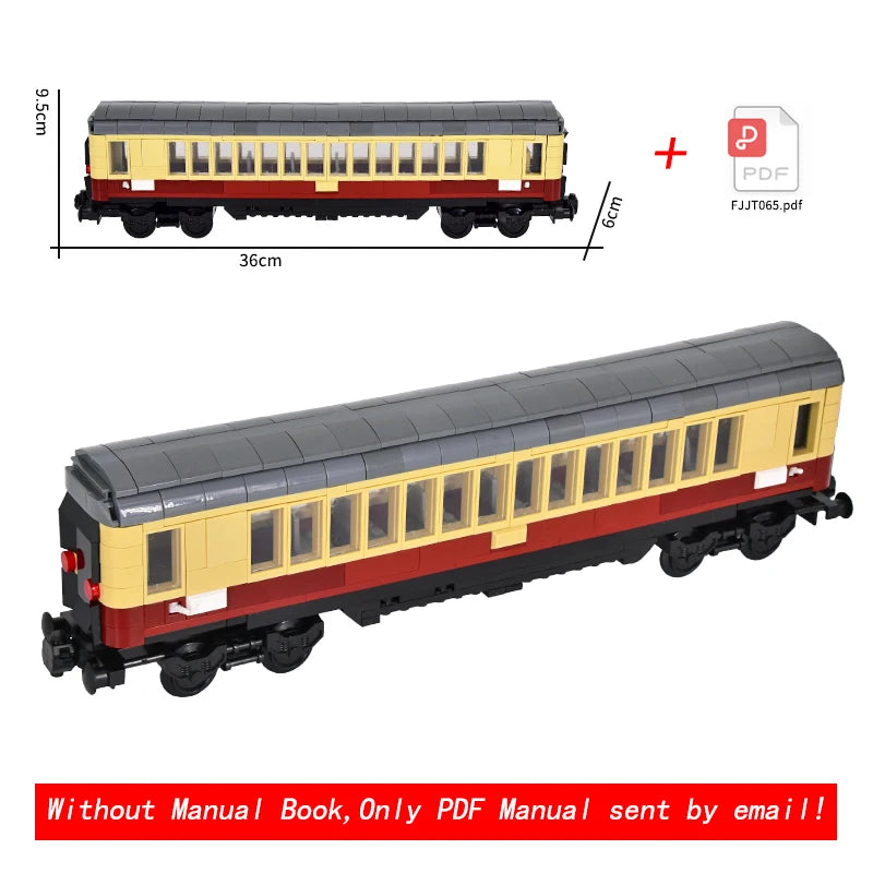 Vintage Dual Cab Train MOC Blocks, Detailed Retro Railway Locomotive, Educational DIY Toy for Train Fans, No Paper Manual