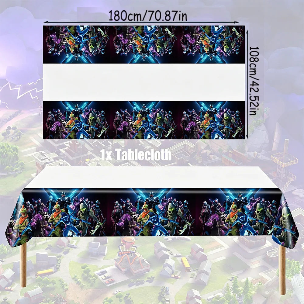 Fortnite Theme Birthday Party Decorations Shooting Game Balloon Cup Plate Tablecloth Banner Baby Shower Kid Favors Supplies Gift