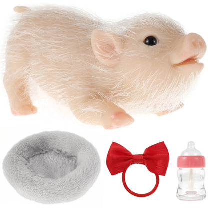 6inch Silicone Pig Doll Toy Cute Miniature Silicone Pig Reborn Realistic Pig Toy Interesting Full Silicone Piglet Doll Toy Set