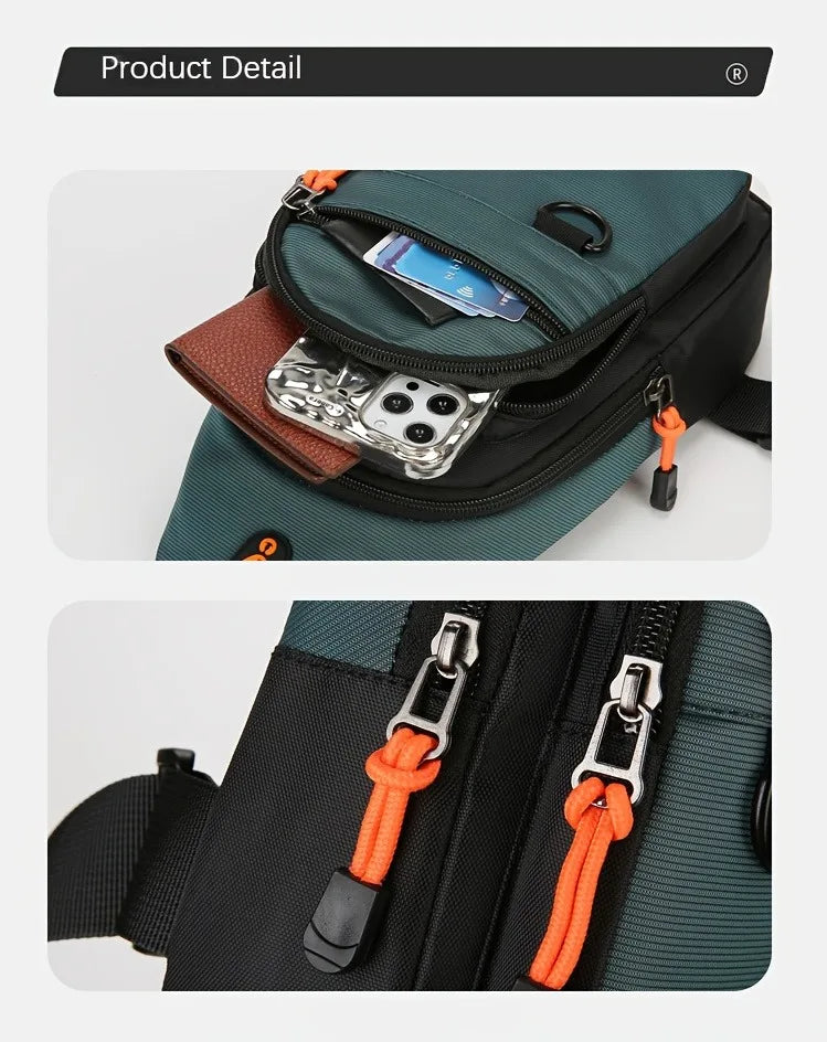 Men's leisure outdoor hiking bike shoulder bag, waterproof sports crossbody bag, travel backpack, men's chest bag, shoulder bag