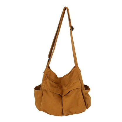 1Pc New style retro crossbody bag, single-shoulder bag, casual canvas bag, large capacity, artistic street photography bag