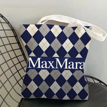 M-Max MaraS Brand Storage Bags Canvas Tote Bag Double-Sided Print Lightweight Shoulder Shopping Handbag for Daily Use