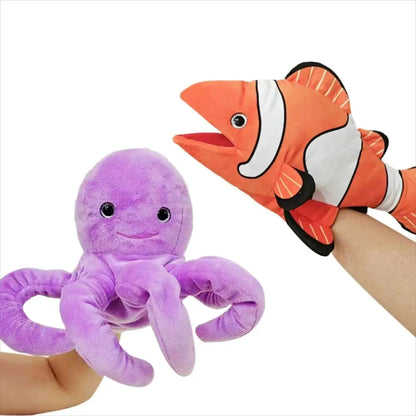 Kids Toy Hand Doll Sea Animal Puppets Stuffed Animal Turtle Whale Plush Shark Puppet Octopus Crab Telling Story Early Education