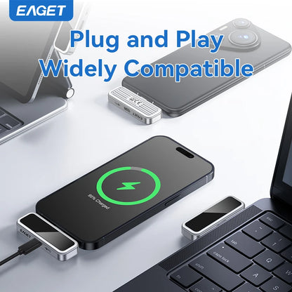 Dysk flash USB Eaget 64 GB/128 GB/256 GB/512 GB typu C — i30, z wyświetlaczami LCD i szybkim ładowaniem PD 20 W do telefonu i tabletu