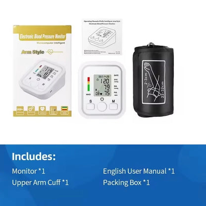 Blood Pressure Monitor Upper Arm Automatic BP Cuff Machine with LED Display for Home Use Health Care