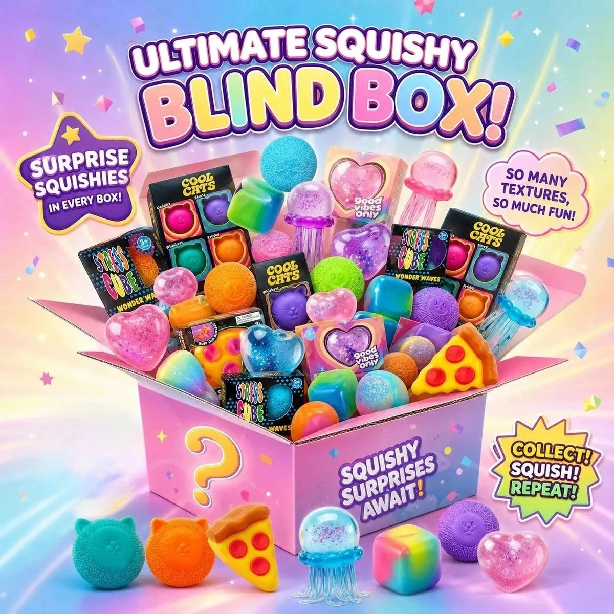 100+ Mystery Fidget Toy Blind Box ,Simulated Food,Antistress Foot Squishy Toy, Squeeze Toy, Mochi Squishy, Stress Reliever Toys