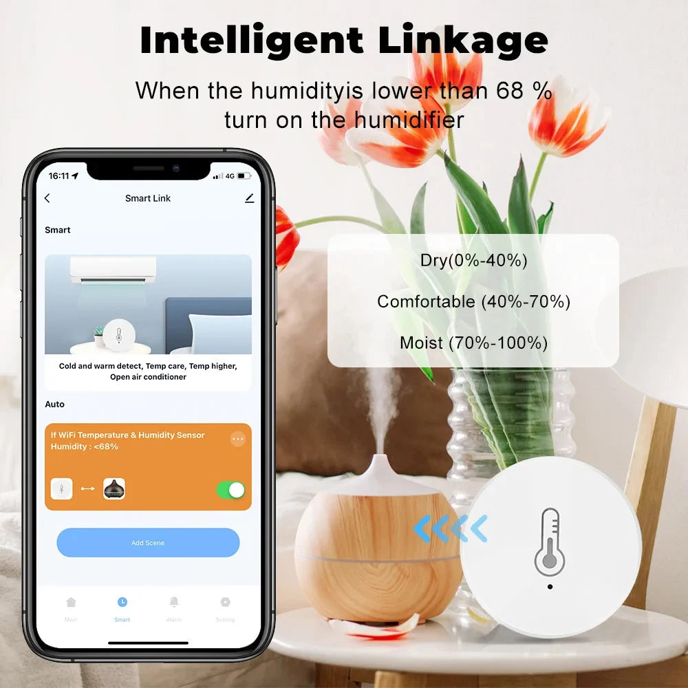 Tuya Zigbee Temperature and Humidity Sensor Intelligent Home Hygrometer work with Smart Life Alexa Google Assistant