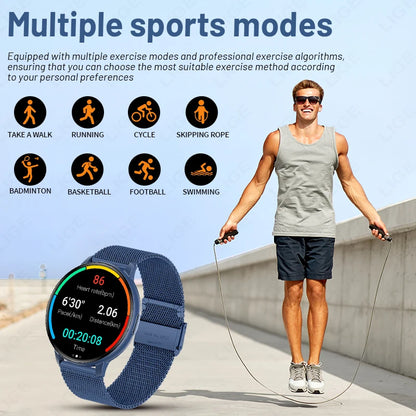 LIGE Nowy 1,38-calowy Smartwatch Zdrowotny Damski Połączenia Bluetooth Smartwatch Męski Monitorowanie Tętna Bransoletka Sportowa Odtwarzacz Muzyki 2026