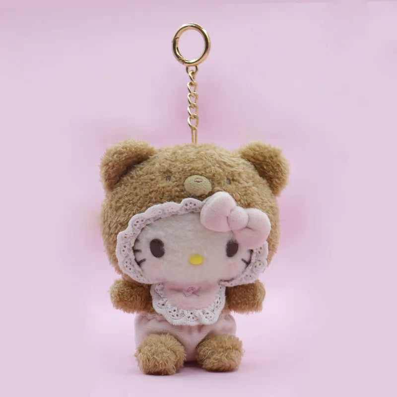New Style Sanrio Latte Pacifier Cartoon Kulomi Cinnamoroll Melody Hello Kitty Cat Plush Toy Keychain Ornament Pendant Gifts
