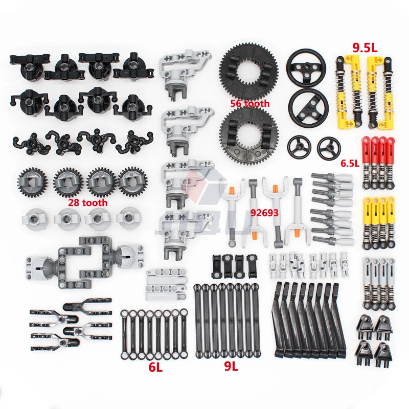 MOC Bricks Technical Accessories Gear Pin Axle Link Turntable Linear Actuator Compatible All Brands High-Tech Building Block Toy