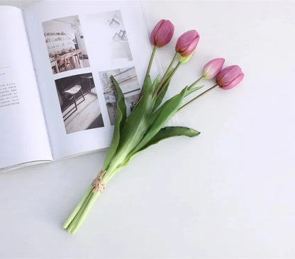 Artificial Flowers Tulip Bouquet Fake Flowers Wedding Garden Decoration Outdoor Home Garden Bouquet Vase Decor Plants