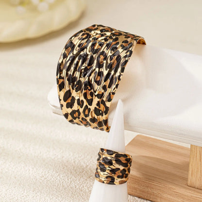 bracelet ring two-piece set for women Personality exaggerated leopard print geometric irregular female fashion jewelry BS027
