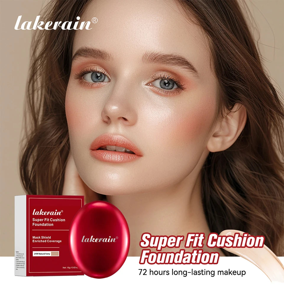 Korean Air Cushion Foundation Natural Moisturizing Coverage 72H Wear Semi-Matte Finish Foundation Women Long-lasting Makeup Base