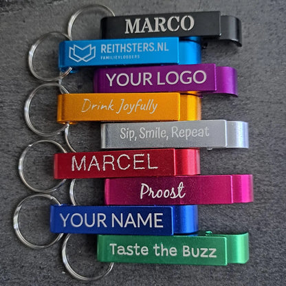 100*Personalized Engraved Bottle Opener KeyChain Wedding Party Private Gift Brewery, Hotel, Restaurant Logo Customized Wholesale