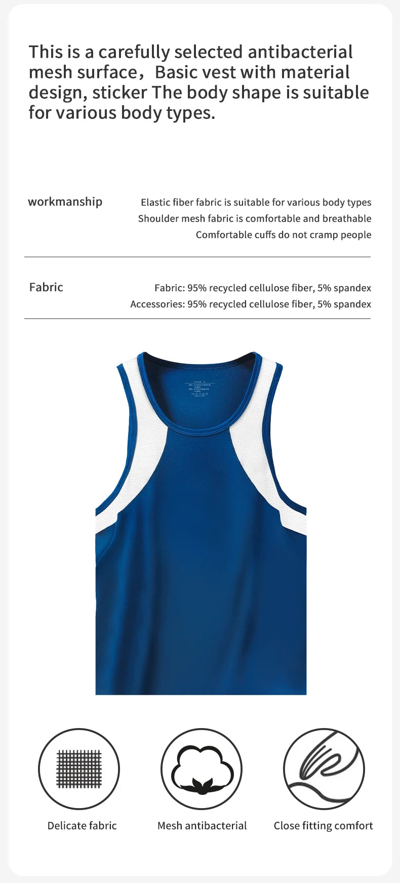 Vest Men's Comfortable Breathable Sling Hurdle Short-Sleeved Young Boys Sports Running Sleeveless T-Shirt Bottoming Shirt Unders
