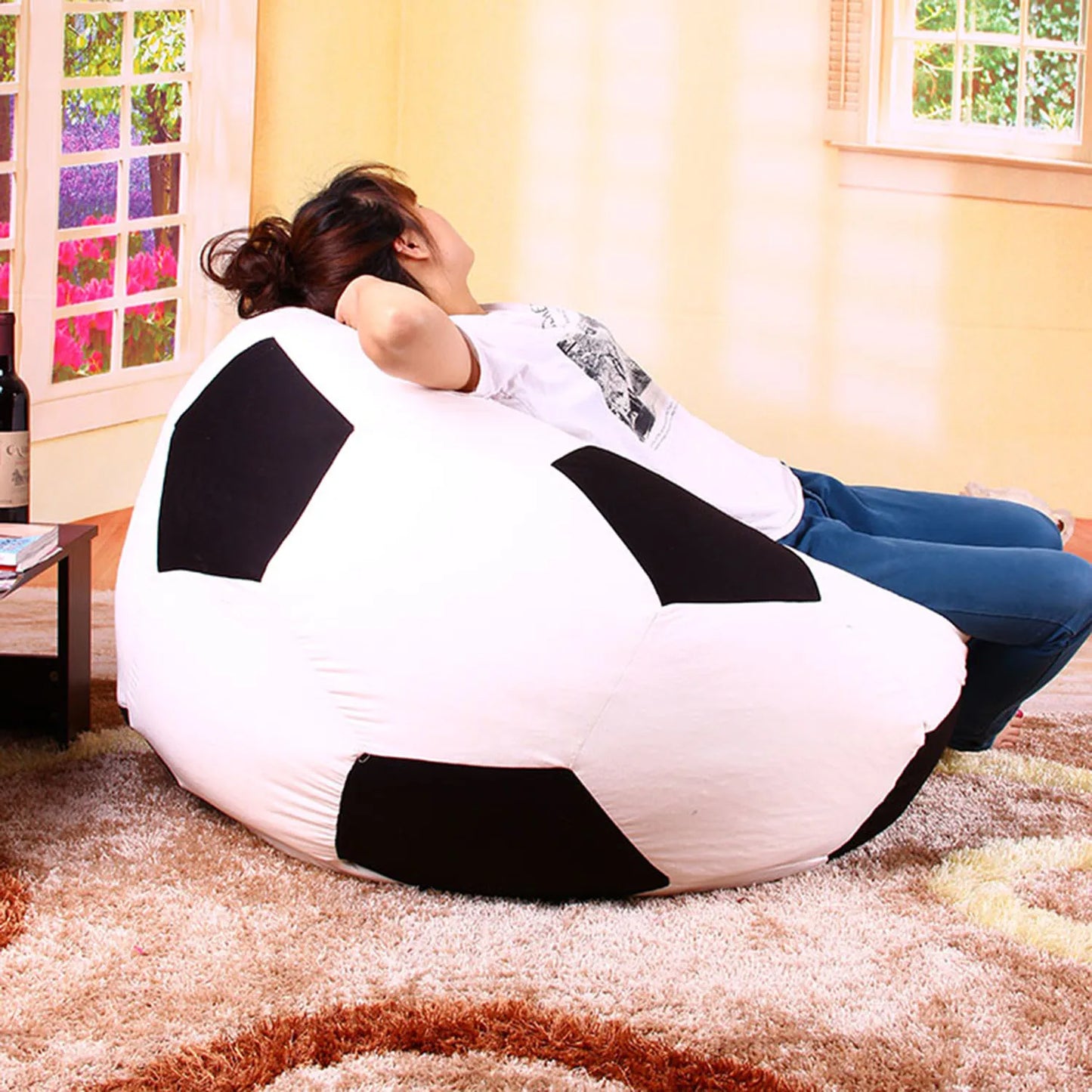 Alevmoom Beanbag Cover Football Sitzac Shell  Lounger Bean Bag Without the filling