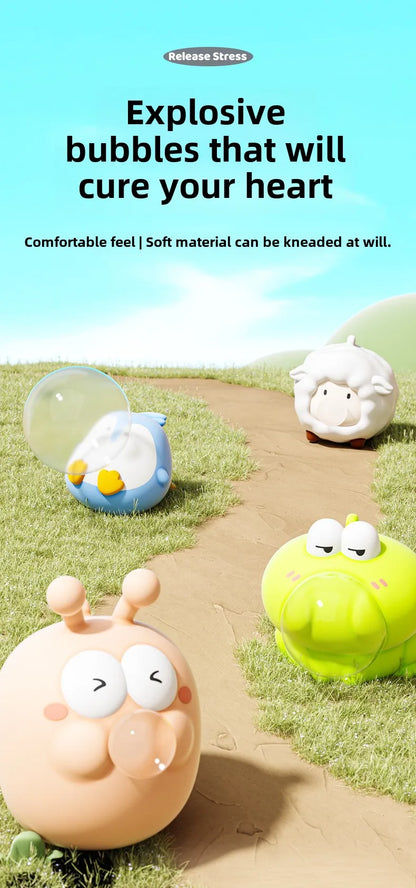 Cute Animal Spitting Bubbles Squish Squeeze Toy Anxiety Stress Relief Sensory Antistress Toys for Adults Birthday Christmas Gift