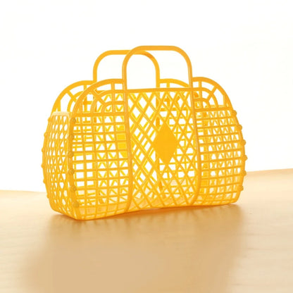 Summer Jelly Bag Portable Vegetable Basket Hollow Jelly Bag Girl Large Capacity Holiday Handbag Jelly Beach Tote Bags Organizer