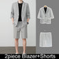 KIDWHXR Summer Men Outfit Thin Breathable Solid Color Male 2-piece Suit Set Loose Business Casual Man Short Sleeve Suits