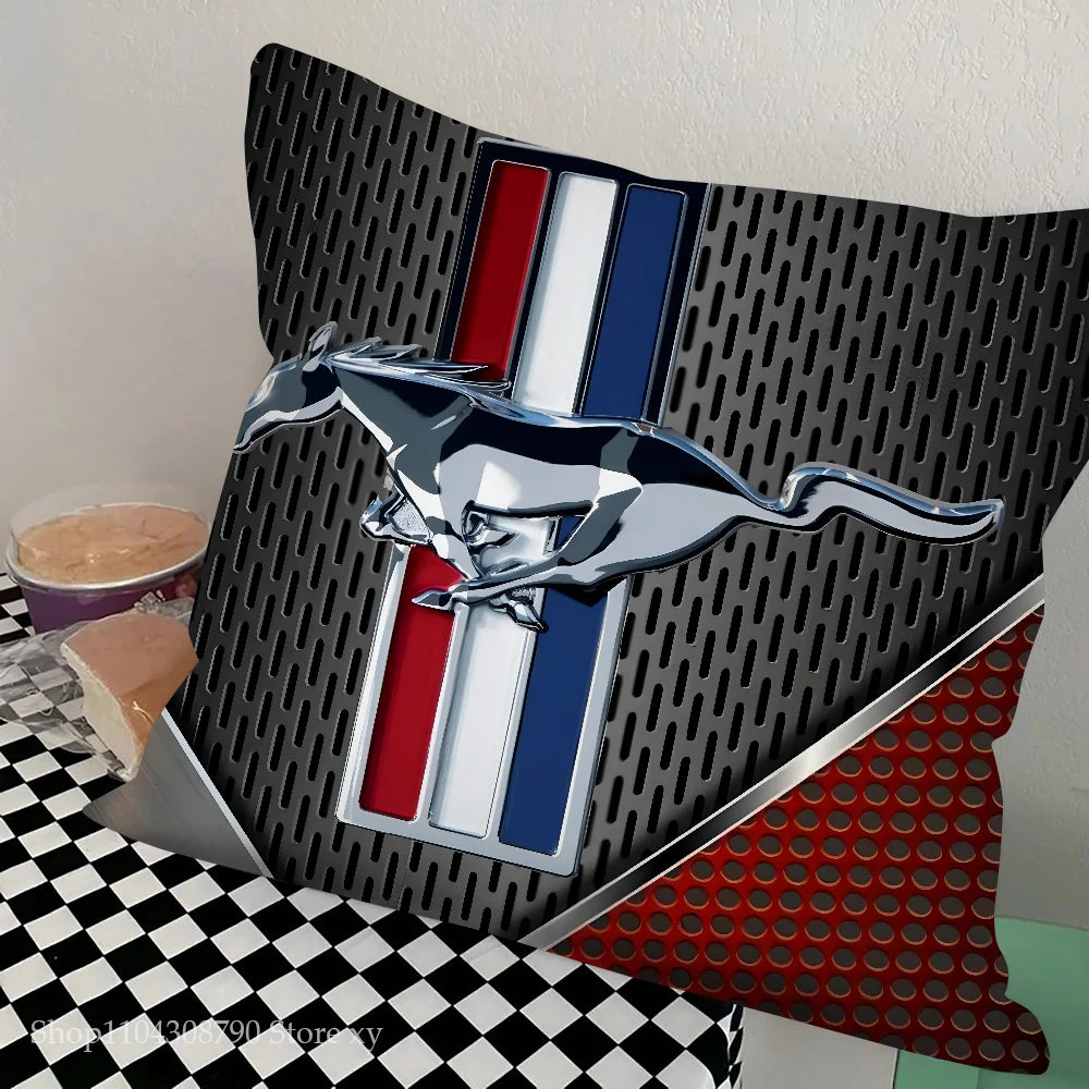 1pc Car Fashion F-Ford M-MustangS Logo  Pillow Bedroom Sofa Leisure Comfort Cushion Car Living Room Home Decoration