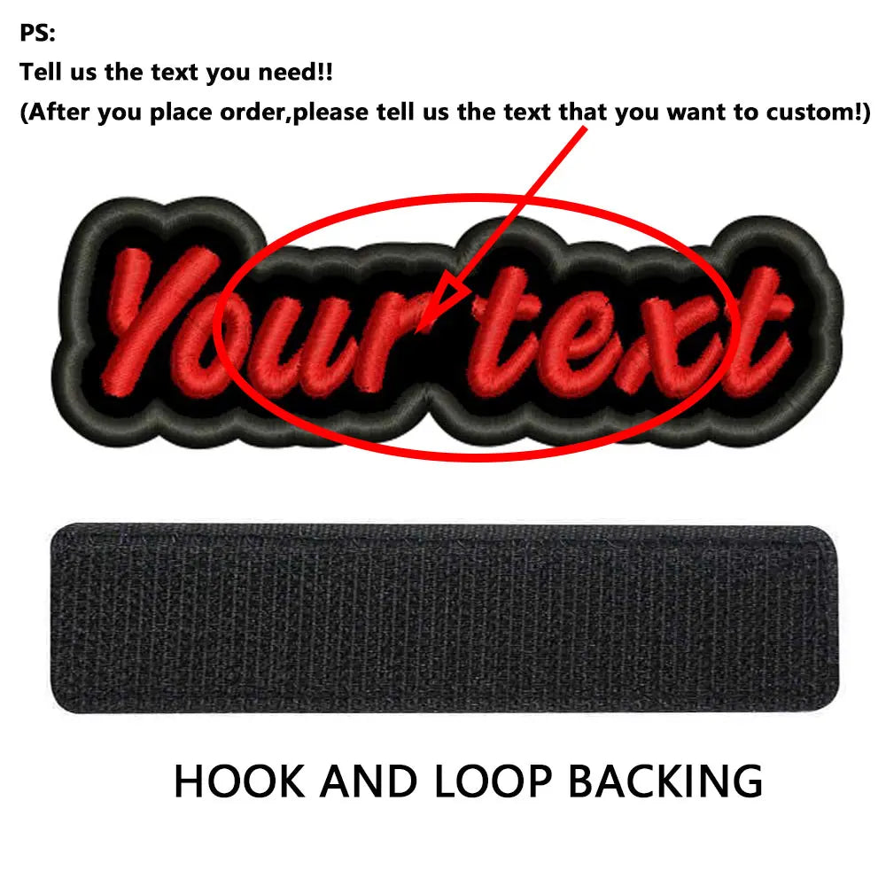 Custom Colorful Irregular Shape Embroidered Name Patch, Personalized Text Badge with Iron-On backing and Hook&Loop Backing