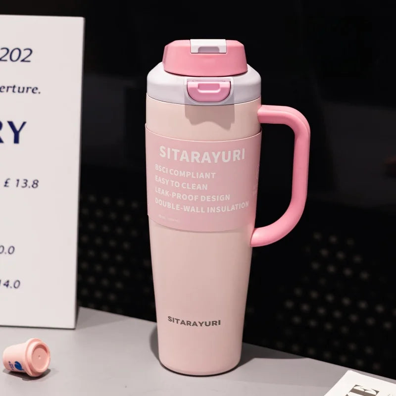 JUSTINLAU 1PC 1200ML Large Capacity Stainless Steel Insulated Cup Car Travel Outdoor Camping Coffee Beverage Water Bottle