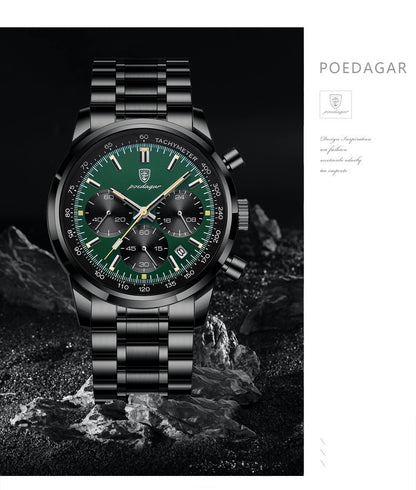 POEDAGAR Luxury Fashion Men Wristwatch Waterproof Luminous Chronograph Date Man Watch Stainless Steel Sport Quartz Men's Watches