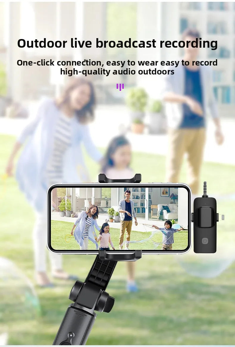 Wireless Lavalier Microphone 1 to 2 with Reverb Monitor Auto Noise Reduction for Video Live Streaming Vlog