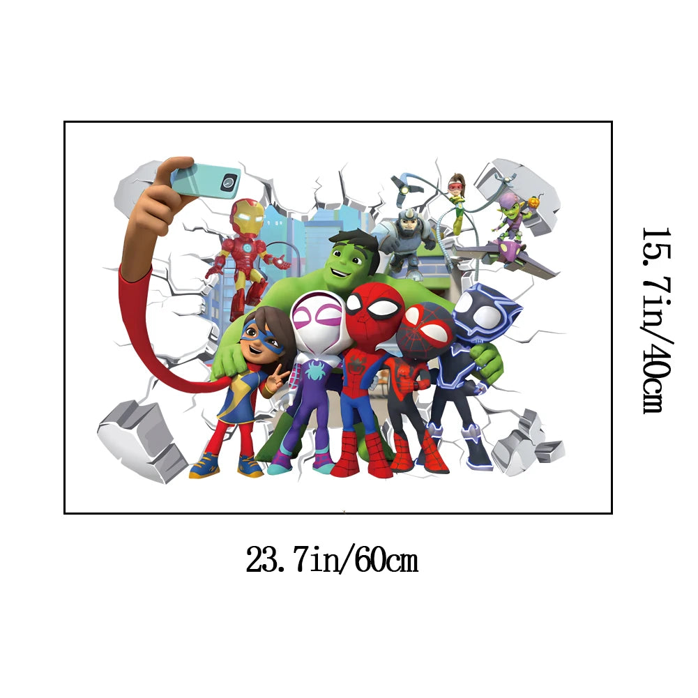 Cute mini Spiderman Super Heroes Wall Stickers For Kids Room Decoration Home Bedroom PVC Decor Cartoon Movie Mural Art Decals