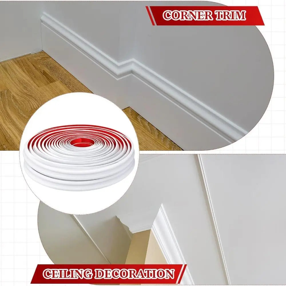 Self-Adhesive Wall Decoration Molding Trim 3D TPE Chair Rail Panel Molding DIY Universal Wall Protector Cabinet Border