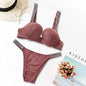 Victoria's Secret Lingerie Set Heart Pattern Trim Stretchy Breathable underwear Set Women's Sexy Lace Bralette Bra and Panty Set