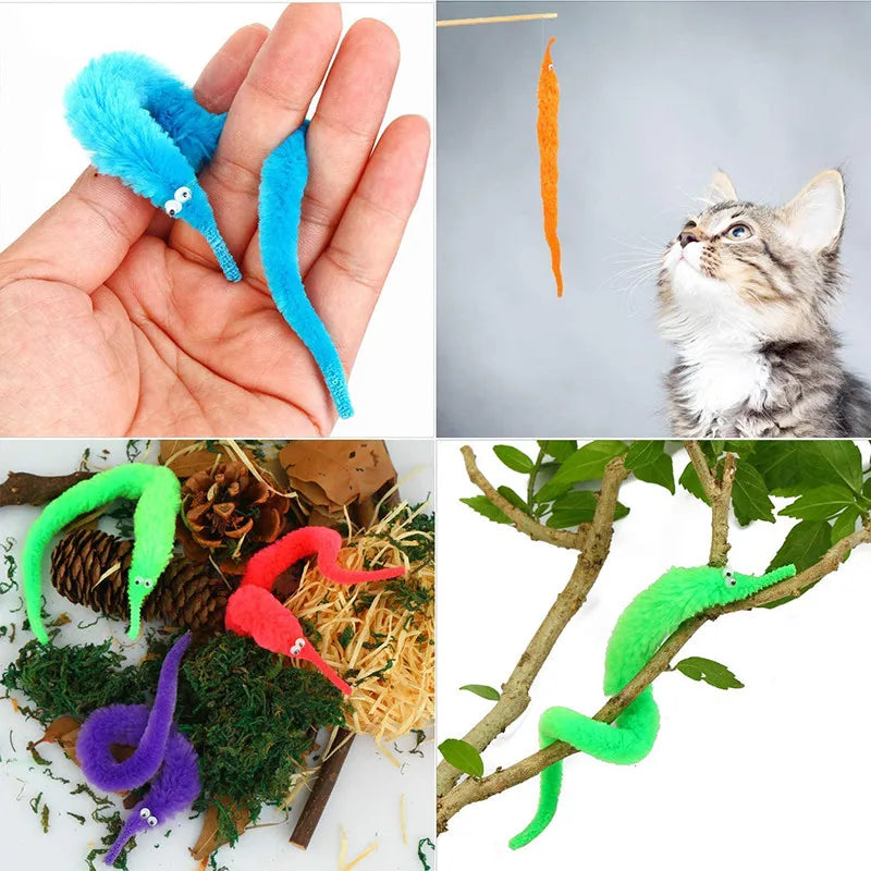 Fuzzy Magic Worm Trick Toys For Kids Wiggly Twisty Worm On a Invisible String Carnival Party Favors Children Magic Props