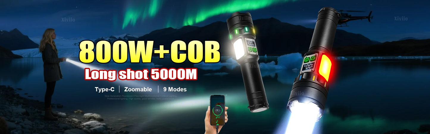 NEW 89000000LM Ultra Bright LED Flashlight Most Powerful Torch Light Rechargeable Portable Lamp With Magnet  For Camping Lantern