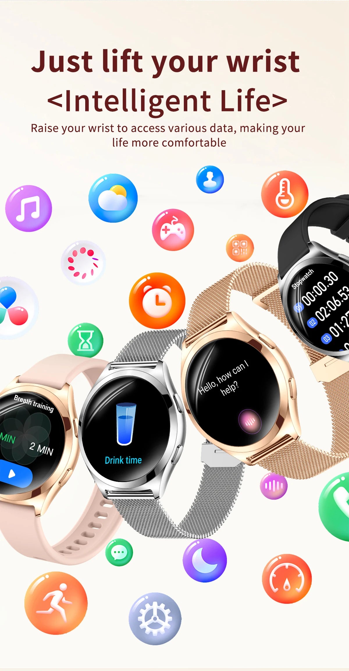 LIGE Luxury Smart Watch For Woman 1.27" Bluetooth Call Custom Dial Women's Bracelet Sports Health Monitor Smartwatch Ladies Gift