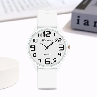 Women Fashion Silicone Watches Set Minimalist High Number  Qualities Big Dial Ladies Quartz Wristwatches With Casual Clock Gifts