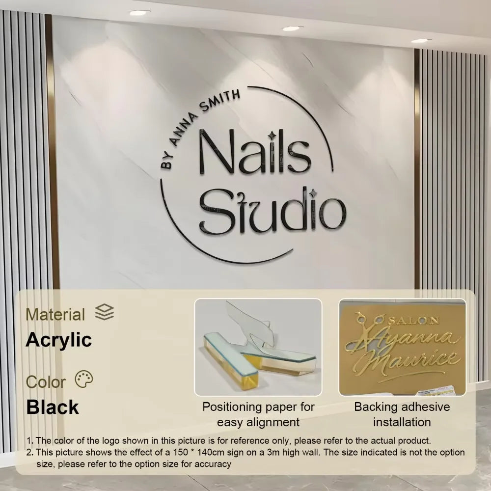 Customized 3D Business Logo Sign Laser Cut Acrylic Logo Wall Mounted Name Sign Beauty Salon/Office/Shop/Home/Dental/SPA Decor