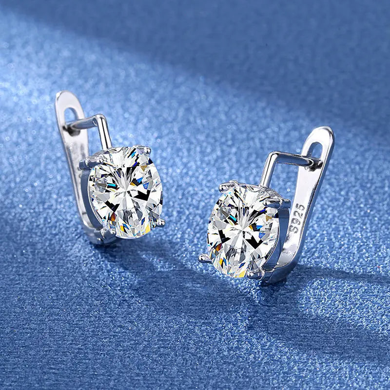 925 Sterling Silver Earrings Jewelry High Quality Retro Simple Pattern Purple White Zircon Earrings Hot Sale