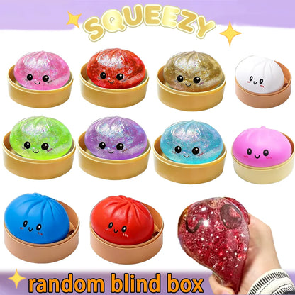 Dumpling Glitter Dumpling Squishy Blind Box Dumplings Sensory Squeeze Toy for Stress Relief Desktop Decoration Free one 5.5cm